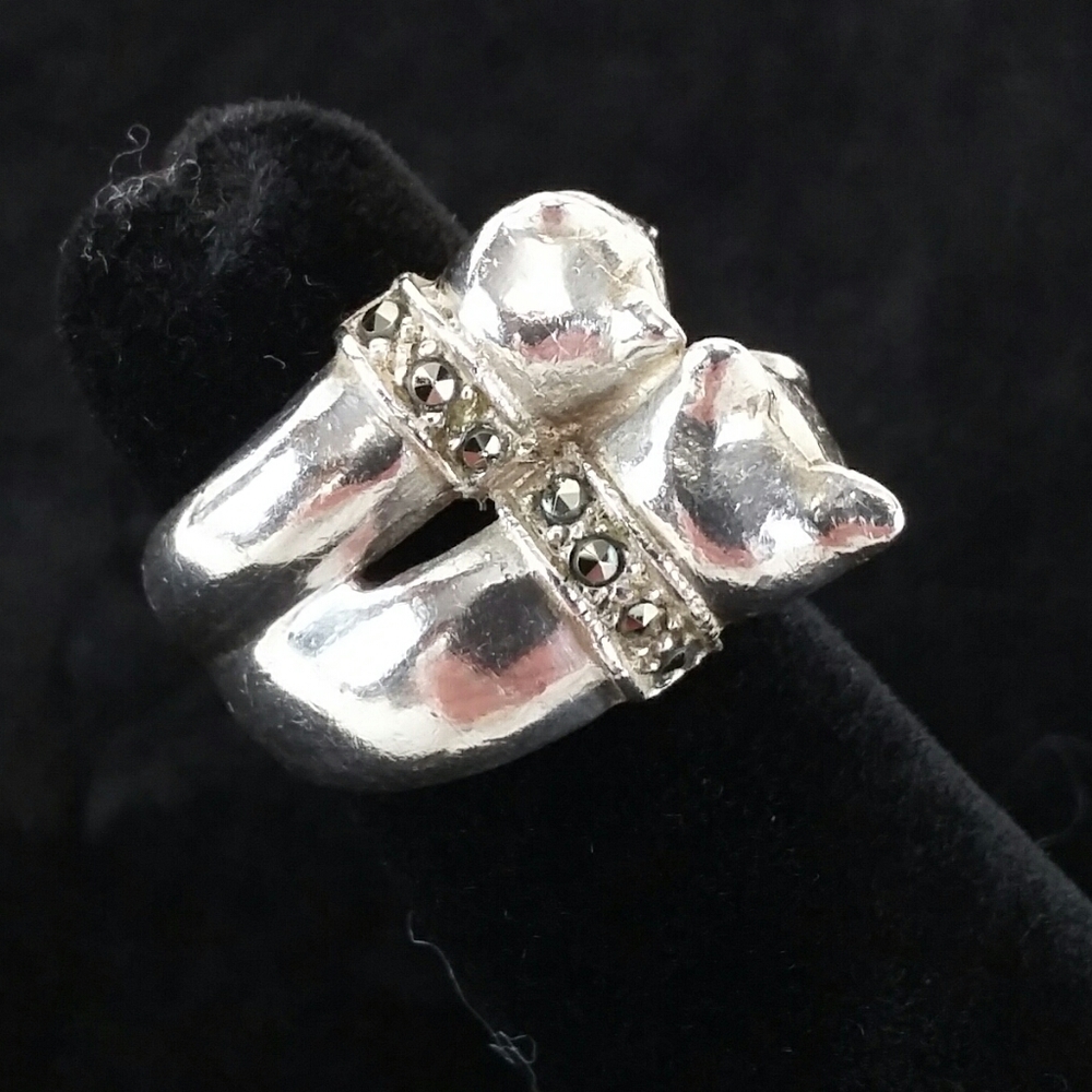Vintage Sterling Silver Cat & Kitten Marcasite